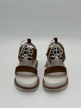 Kate Bosworth Matisse Brown and White Lace-Up Platform Sandals